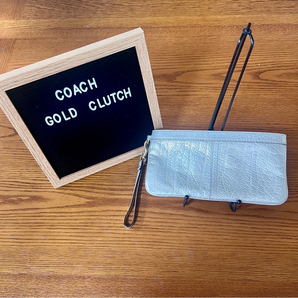 Coach gold metallic clutch/wristlet